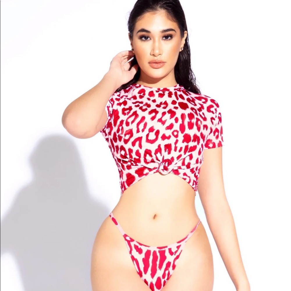 Matte collection cheetah two piece bikini